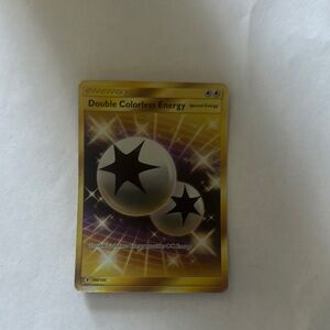 Pokemon Double Colorless Energy Card - Gold and Black